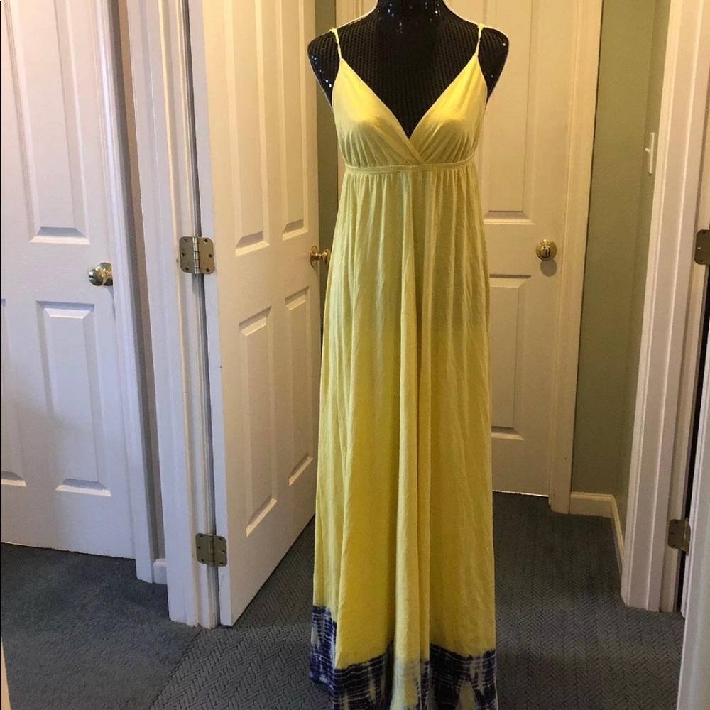 Gypsy 05 Yellow Maxi Dress Tie-Dye Border Sz M